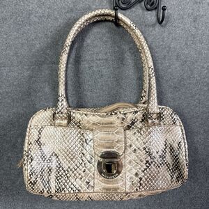 Liz Claiborne Faux Gold Beige Small Snakeskin Purse Shoulder Bag Read**
